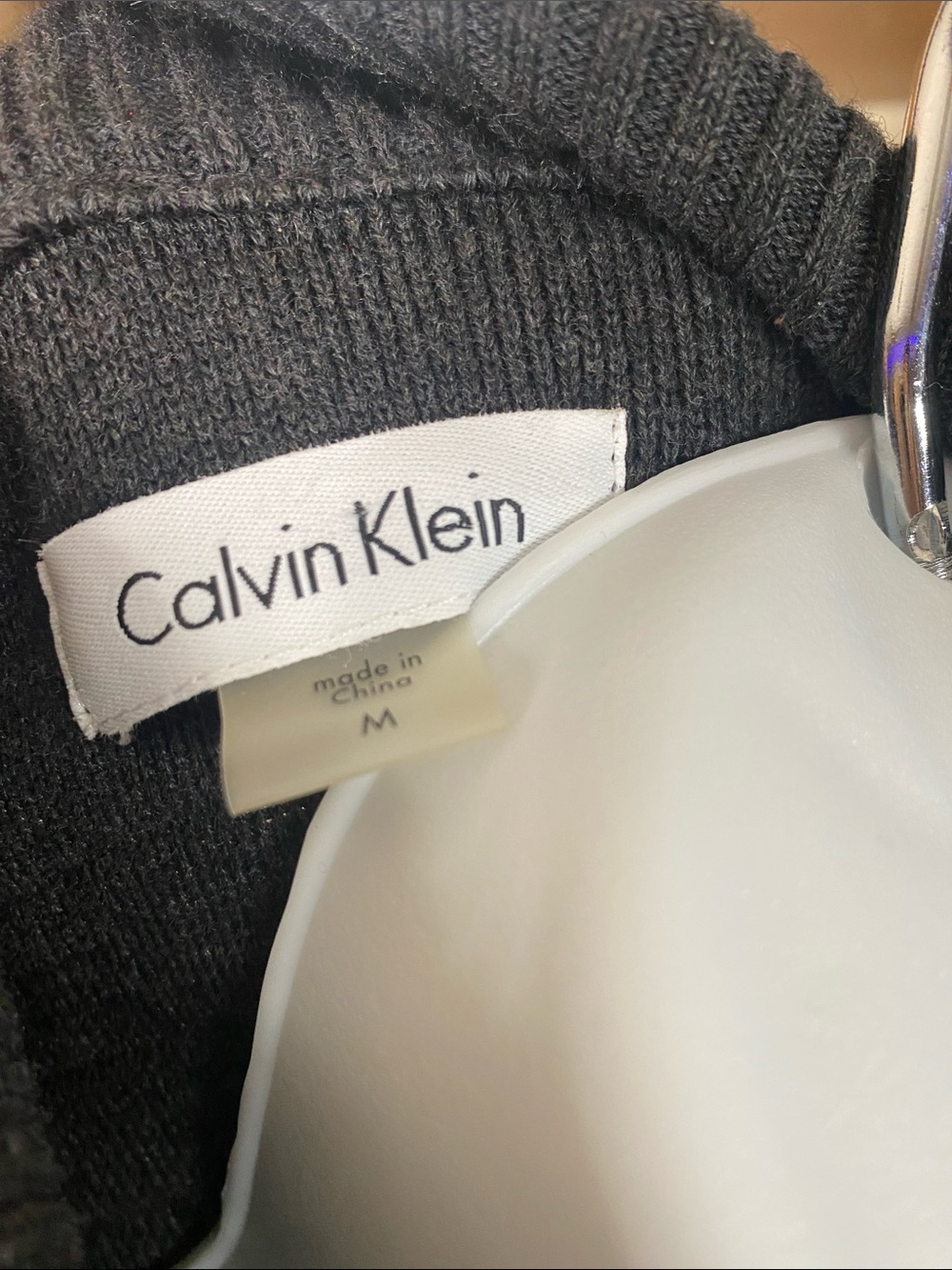 Calvin Klein Charcoal Gray Ribbed Knit Top - Picture 2 of 5